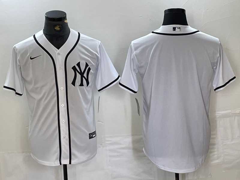 Mens New York Yankees Blank White Cool Base Stitched Jersey->new york yankees->MLB Jersey